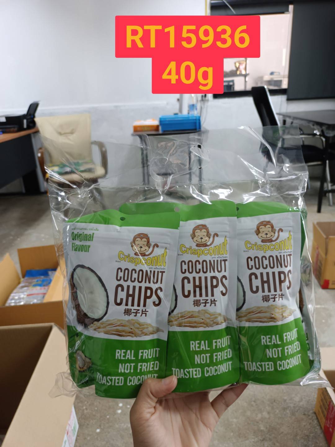 CRISPCONUT Coconut Chips Original Flavour 40g.